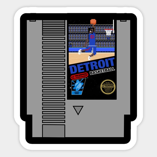 Detroit Basketball 8 bit pixel art cartridge design Sticker by MulletHappens